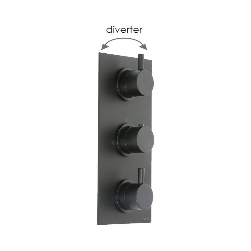 Cifial Black 3 Control Thermostatic Valve, Vertical
