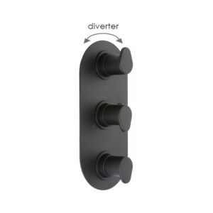 Cifial Black 3 Control Thermostatic Valve, Vertical, 3 Outlets