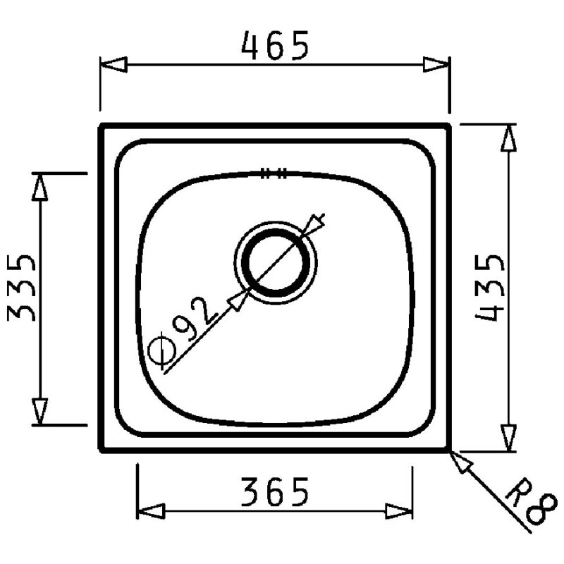 Clearwater E33 1 Bowl Inset Steel Kitchen Sink 465x435mm