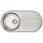 Clearwater Oboe 1 Bowl Inset Steel Kitchen Sink with Drainer 847x444mm