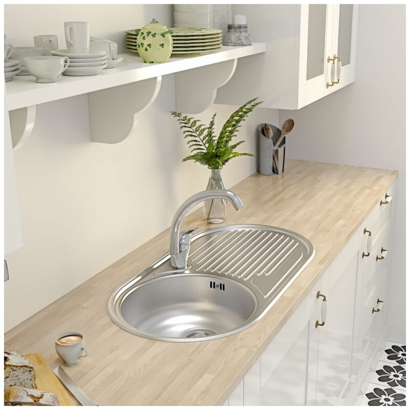 Clearwater Oboe 1 Bowl Inset Steel Kitchen Sink with Drainer 847x444mm