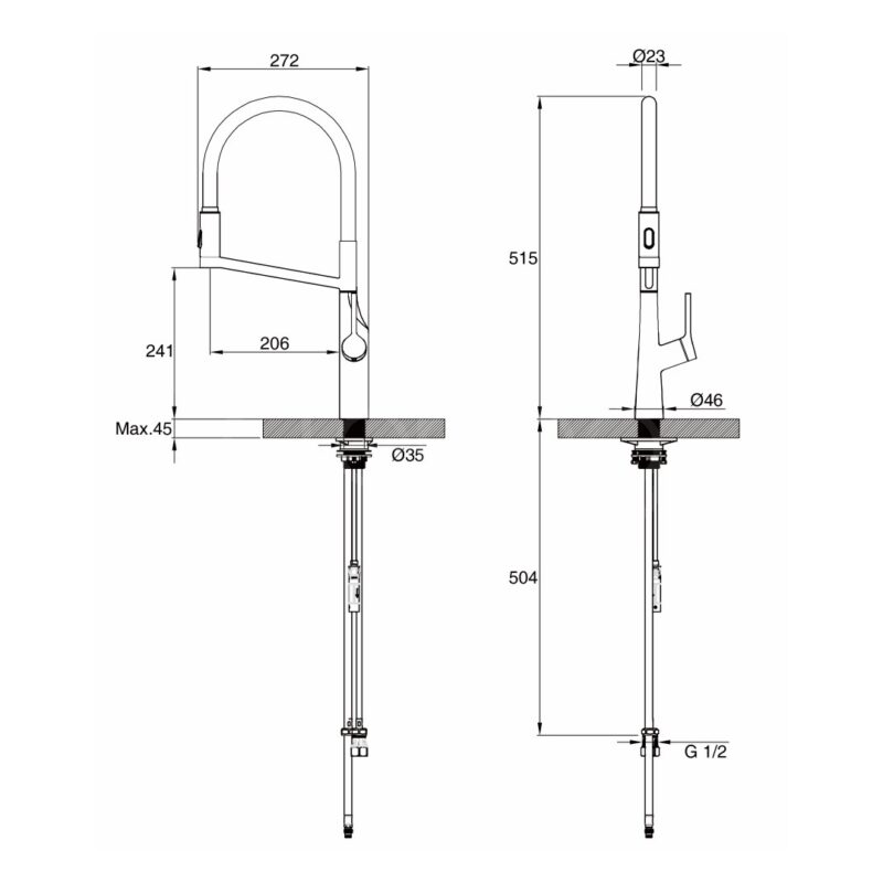 Clearwater Alasia Semi Pro Sink Mixer Tap Matt Black