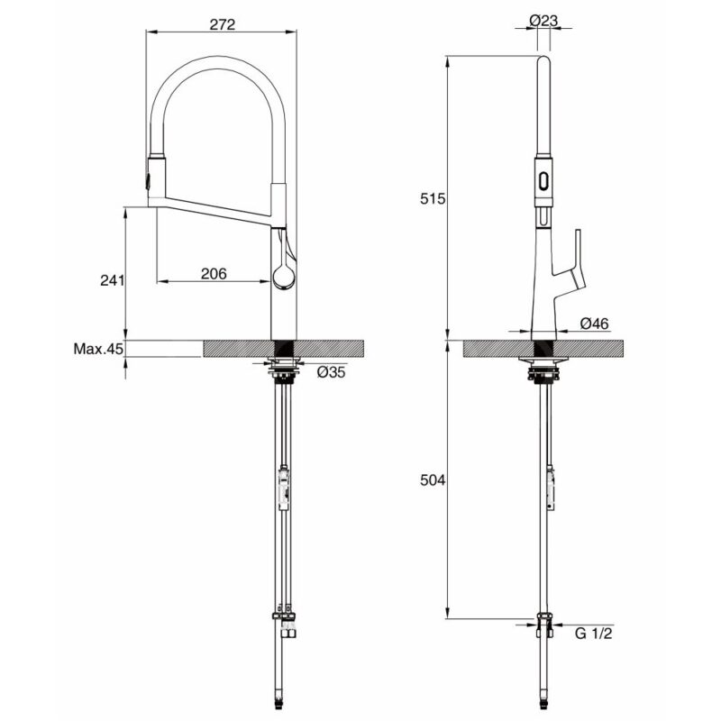 Clearwater Alasia Semi Pro Pull-Out Kitchen Sink Mixer Tap Matt White