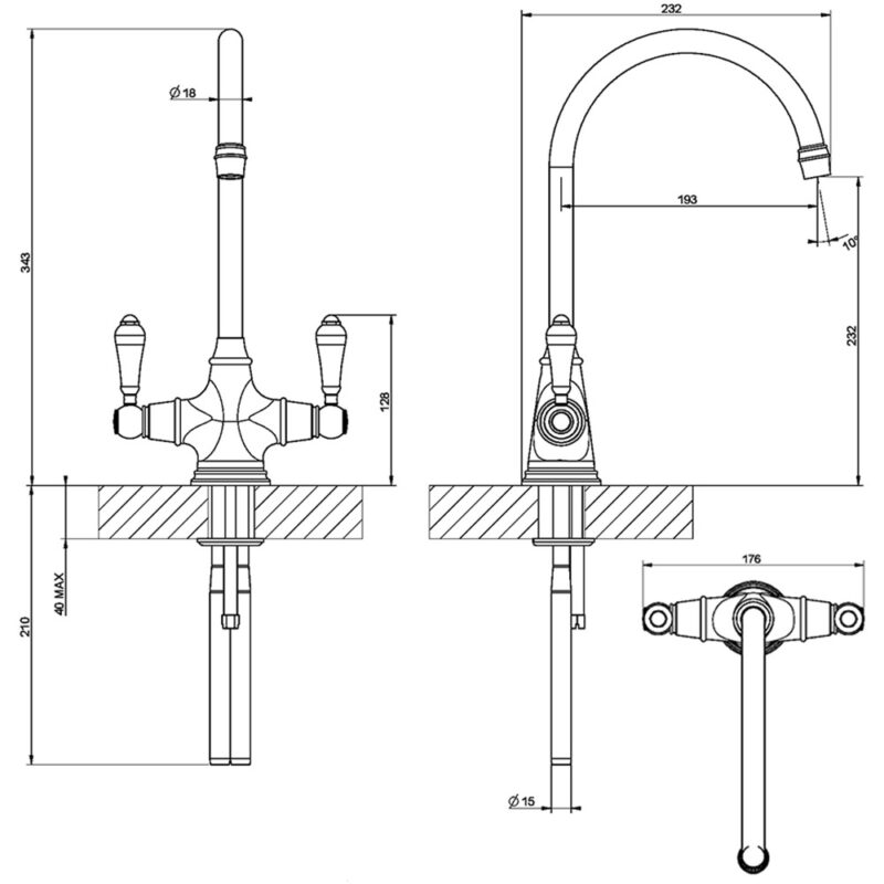 Clearwater Alrisha Mono Sink Mixer English Bronze