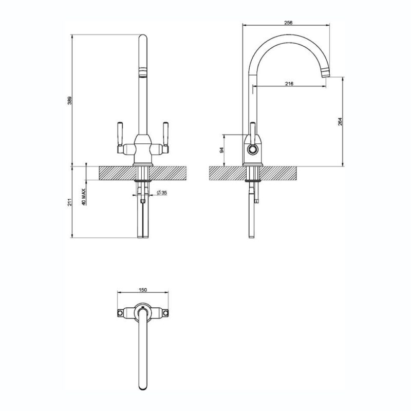 Clearwater Alzira Mono Sink Mixer with Swivel Spout Brushed