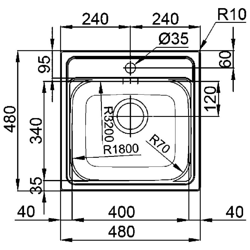Clearwater Bar 47 1 Bowl Inset Steel Kitchen Sink 480x480mm