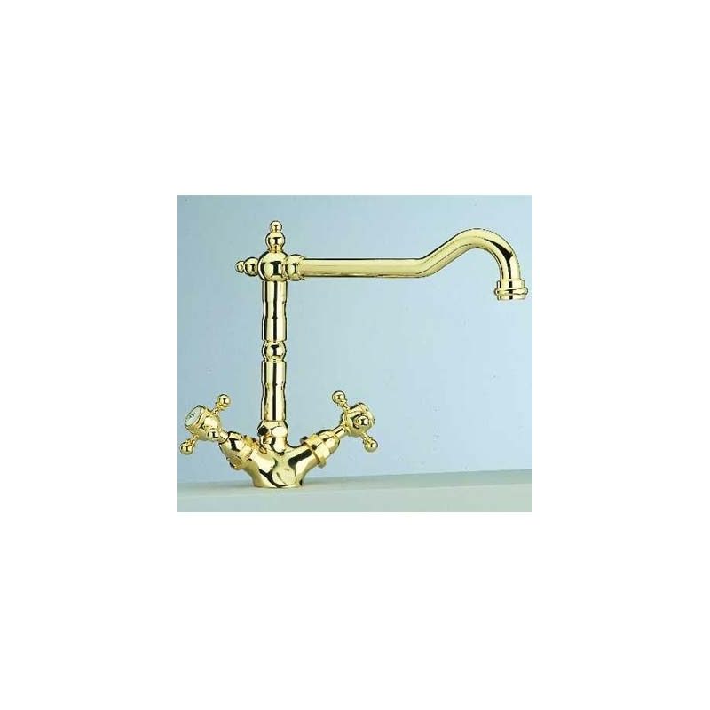 Clearwater Baroc Mono Sink Mixer with Swivel Spout English Gold