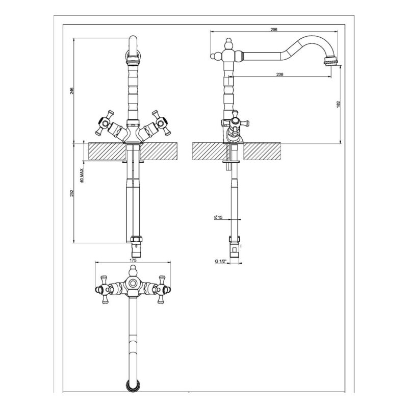 Clearwater Baroc Kitchen Sink Mixer Tap Brushed Nickel