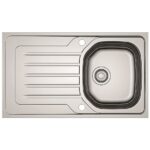 Clearwater Bolero 1 Bowl Inset Steel Kitchen Sink with Drainer 860x500mm