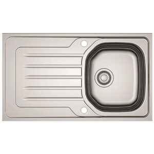 Clearwater Bolero 1 Bowl Inset Steel Kitchen Sink with Drainer 860x500mm
