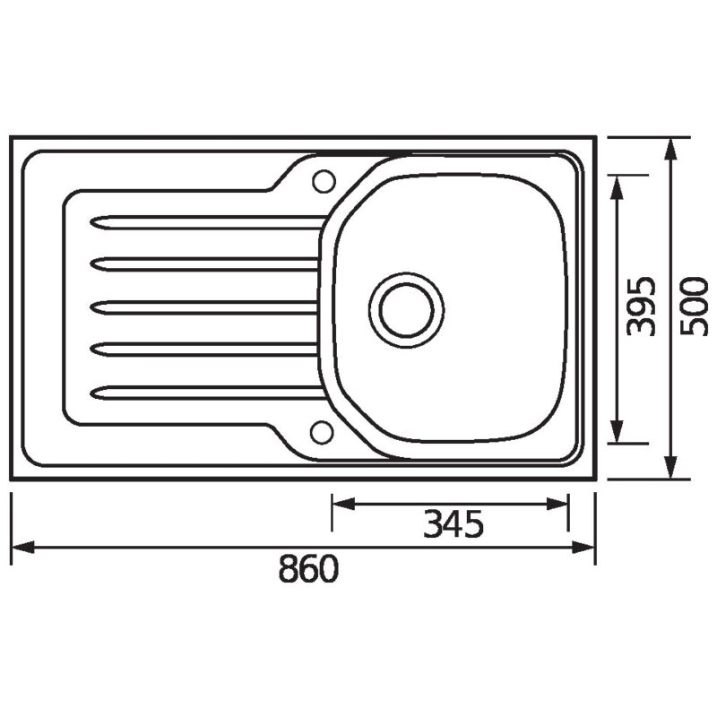 Clearwater Bolero 1 Bowl Inset Steel Kitchen Sink with Drainer 860x500mm