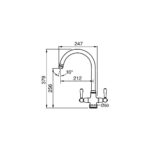 Clearwater Broadway Twin Lever Kitchen Sink Mixer Tap Brushed Brass