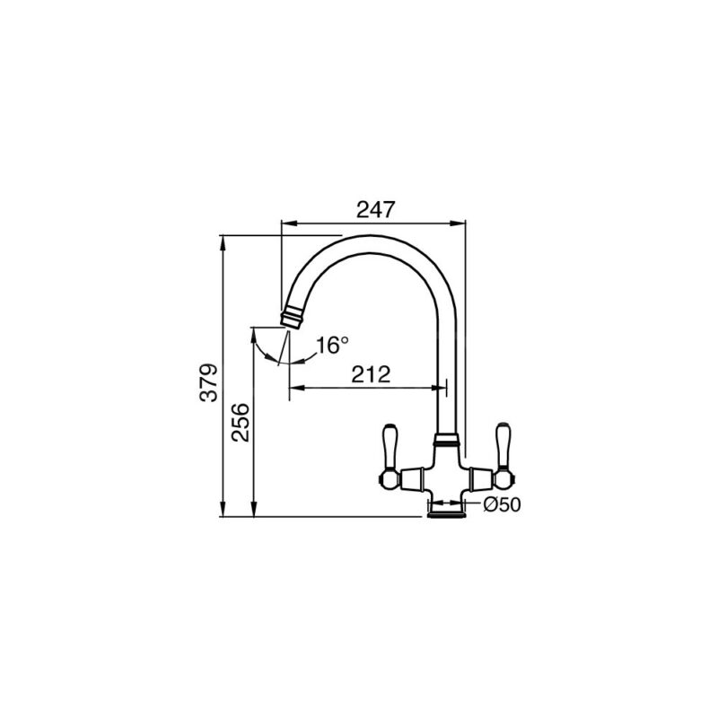 Clearwater Broadway Twin Lever Kitchen Sink Mixer Tap Brushed Nickel