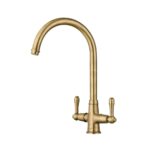 Clearwater Broadway Twin Lever Kitchen Sink Mixer Tap Brushed Bronze