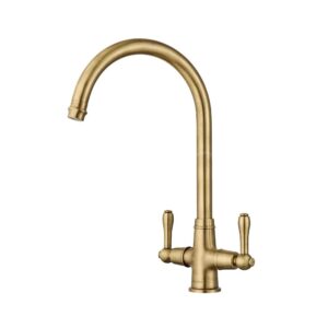 Clearwater Broadway Twin Lever Kitchen Sink Mixer Tap Brushed Bronze