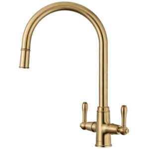 Clearwater Broadway Pull-Out Kitchen Sink Mixer Tap Brushed Brass