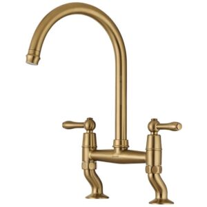 Clearwater Broadway Bridge Kitchen Sink Mixer Tap Brushed Brass