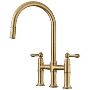 Clearwater Broadway Bridge Pull-Out Kitchen Sink Mixer Tap Brushed Brass