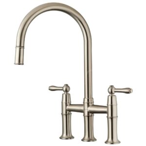 Clearwater Broadway Bridge Pull-Out Kitchen Sink Mixer Tap Brushed Nickel