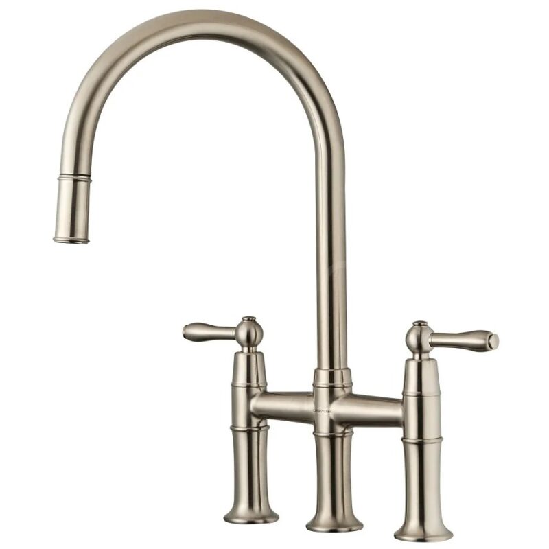 Clearwater Broadway Bridge Pull-Out Kitchen Sink Mixer Tap Brushed Nickel