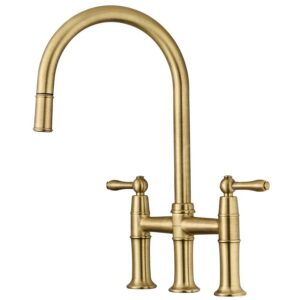 Clearwater Broadway Bridge Pull-Out Kitchen Sink Mixer Tap Brushed Bronze