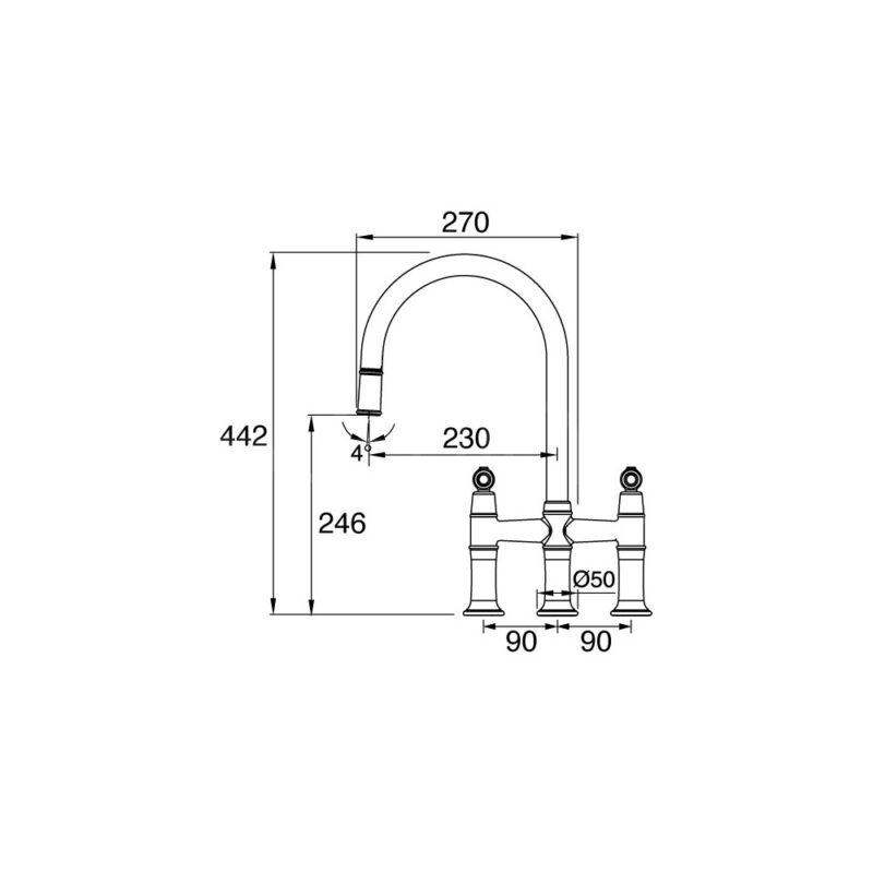 Clearwater Broadway Bridge Pull-Out Kitchen Sink Mixer Tap Brushed Bronze