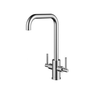 Clearwater Calypso Twin Lever Kitchen Sink Mixer Tap Stainless Steel