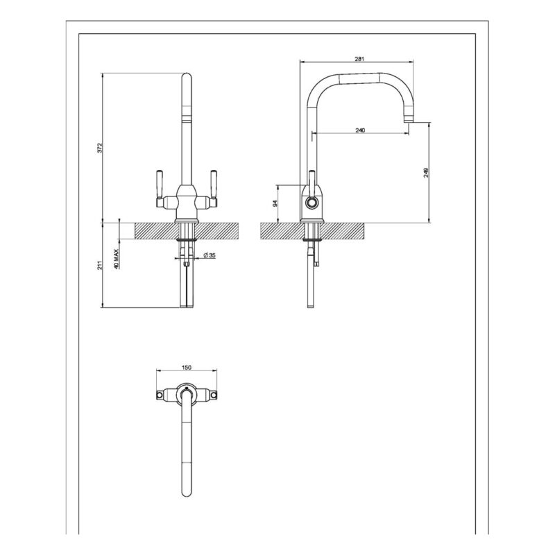 Clearwater Alzira U Spout Sink Mixer Tap Brushed Nickel