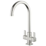 Clearwater Cherika C Twin Lever Kitchen Sink Mixer Brushed Nickel