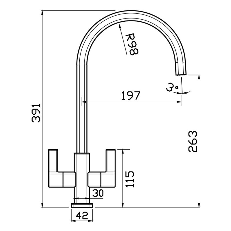 Clearwater Cherika Twin Lever Kitchen Sink Mixer Tap Matt Black