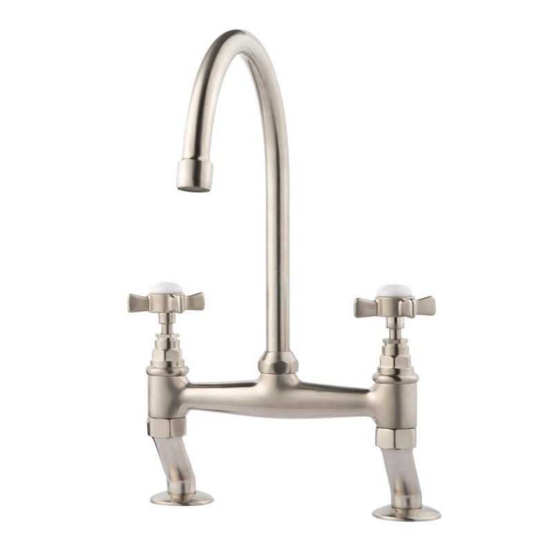 Clearwater Cottage Bridge Mixer with Swivel Spout Brushed Nickel