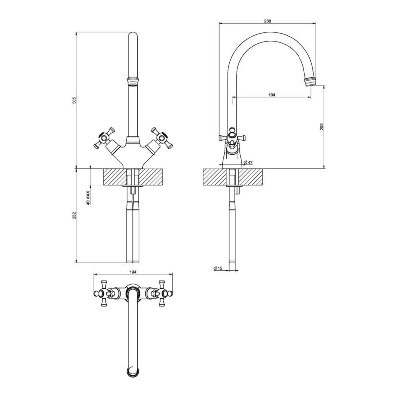 Clearwater Cottage Mono Sink Mixer with Swivel Spout Brushed