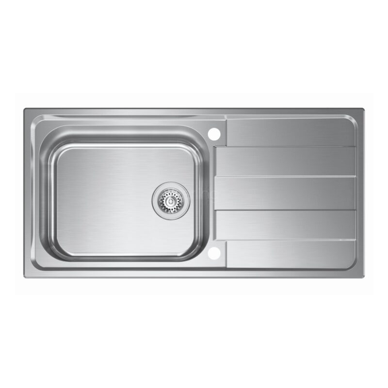 Clearwater Cresta Single Big Bowl 1000x500mm Inset Steel Sink with Drainer