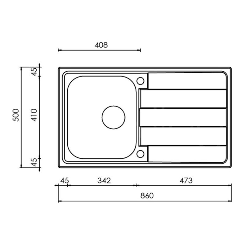 Clearwater Cresta 860x500mm Inset Single Bowl Steel Sink with Drainer
