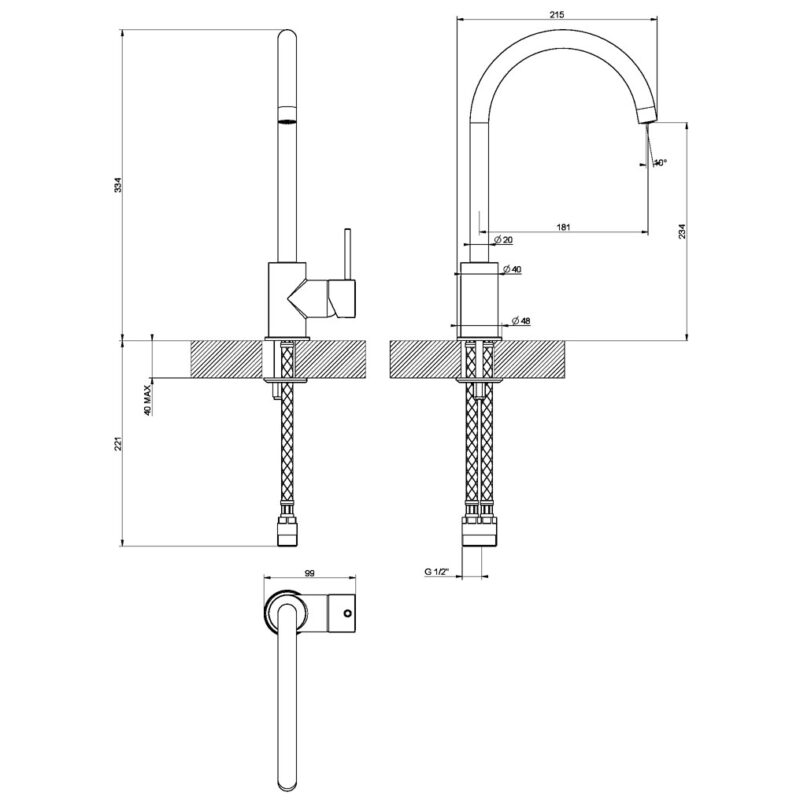 Clearwater Elara Single Lever Kitchen Sink Mixer Tap Polar White