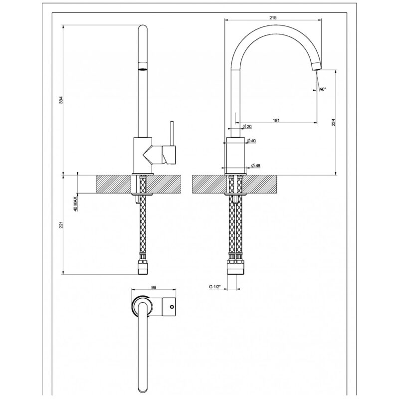 Clearwater Elara Kitchen Sink Mixer Tap Croma Grey Granite