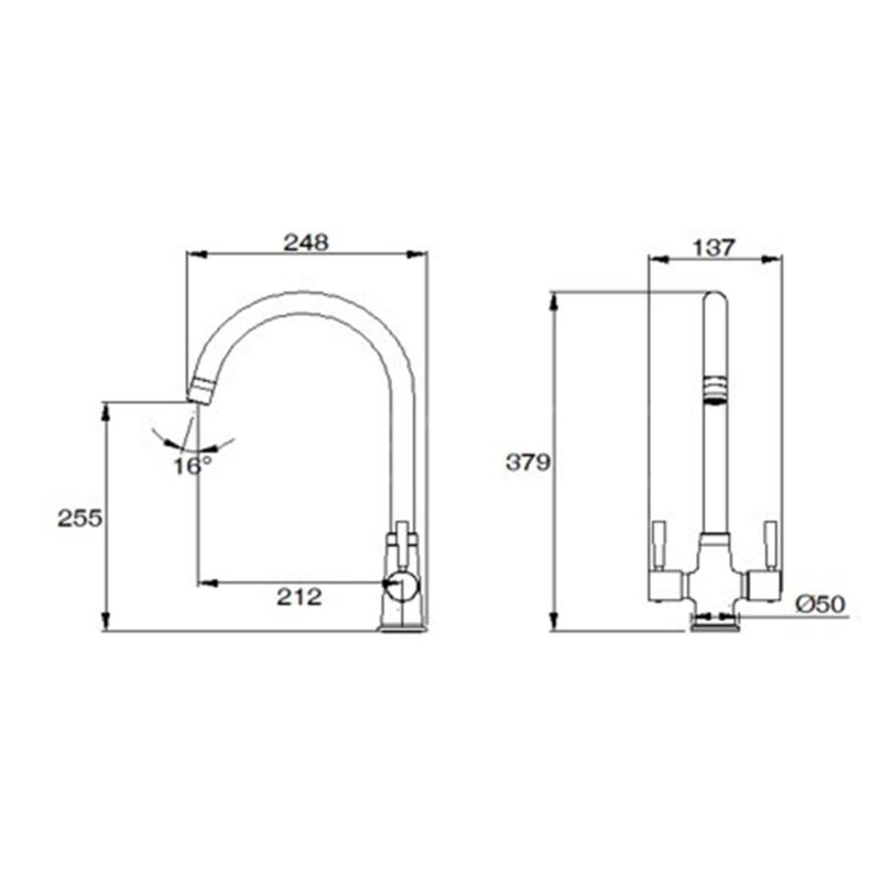 Clearwater Davina Mono Kitchen Sink Mixer Tap Brushed Brass