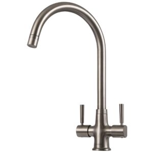 Clearwater Davina Twin Lever Kitchen Sink Mixer Brushed Nickel