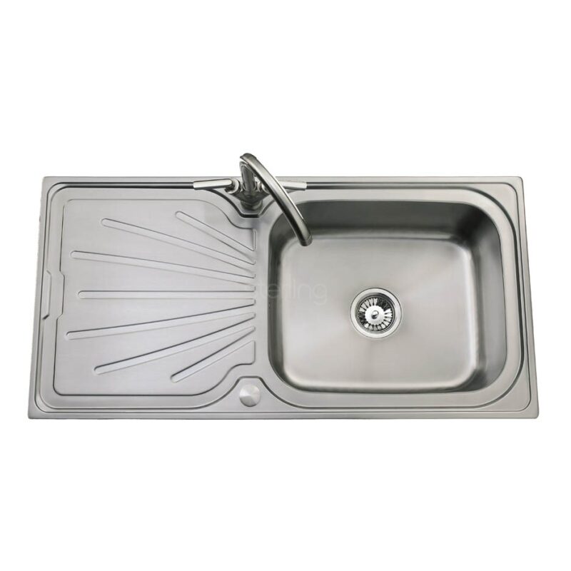 Clearwater Deep Blue Single Bowl Stainless Steel Inset Sink with Drainer