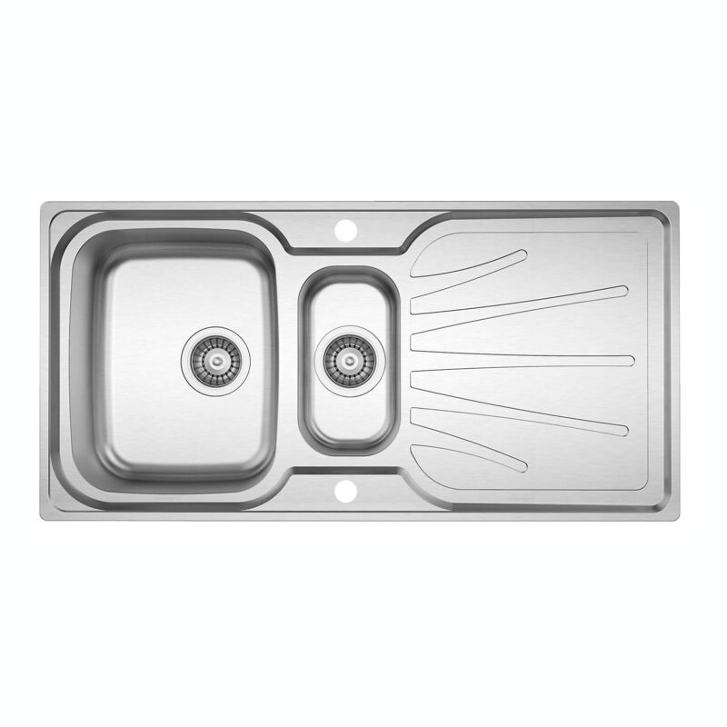 Clearwater Deep Blue 1.5 Bowl Stainless Inset Sink with Drainer
