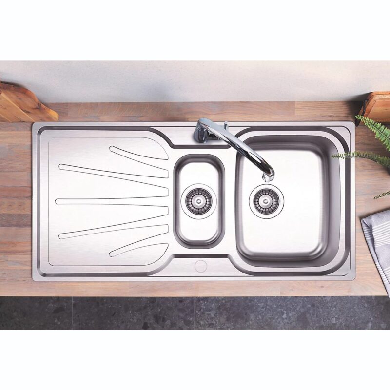 Clearwater Deep Blue 1.5 Bowl Stainless Inset Sink with Drainer
