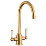 Clearwater Dephini Twin Lever Sink Mixer Artisan Brass