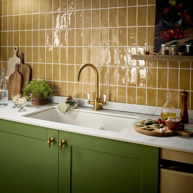 Clearwater Dephini Twin Lever Sink Mixer Artisan Brass