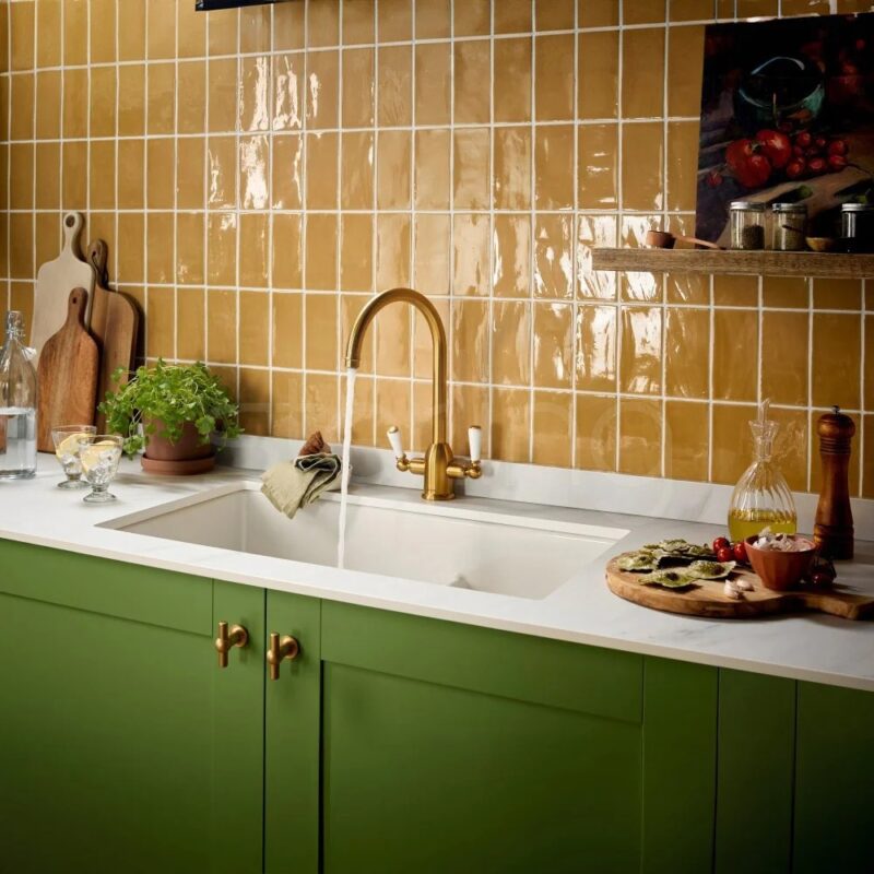Clearwater Dephini Twin Lever Sink Mixer Artisan Brass