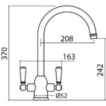 Clearwater Dephini Twin Lever Sink Mixer Artisan Brass