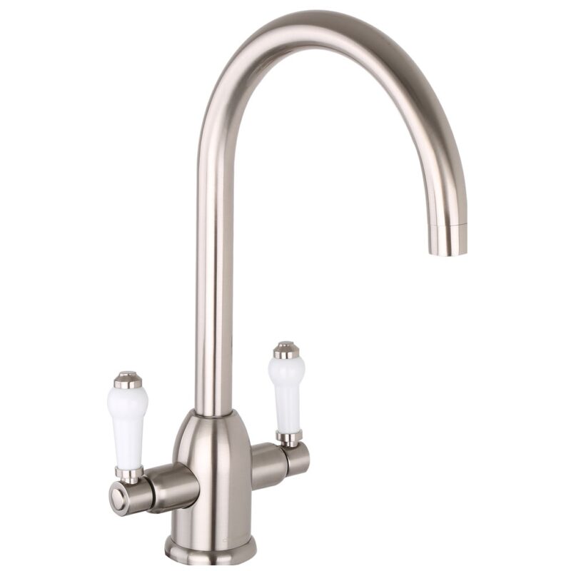 Clearwater Dephini Twin Lever Kitchen Sink Mixer Brushed Nickel Clearwater Dephini Twin Lever Kitchen Sink Mixer Brushed Nickel