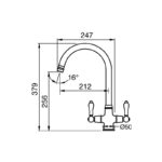 Clearwater Elegance C Twin Lever Kitchen Sink Mixer Brushed Brass