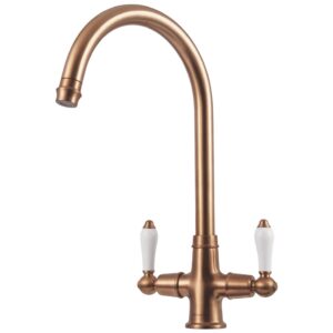 Clearwater Elegance C Twin Lever Kitchen Sink Mixer Brushed Copper