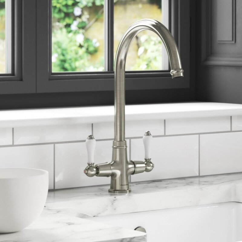 Clearwater Elegance Mono Kitchen Sink Mixer Tap Brushed Nickel