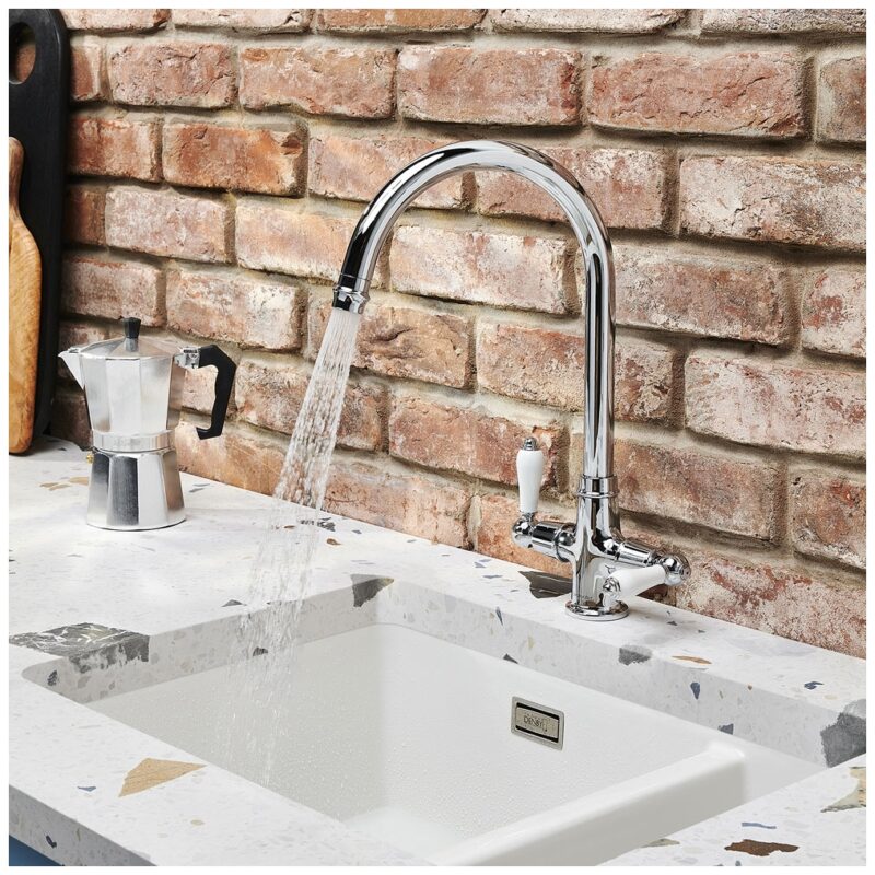 Clearwater Elegance C Twin Lever Kitchen Sink Mixer Chrome
